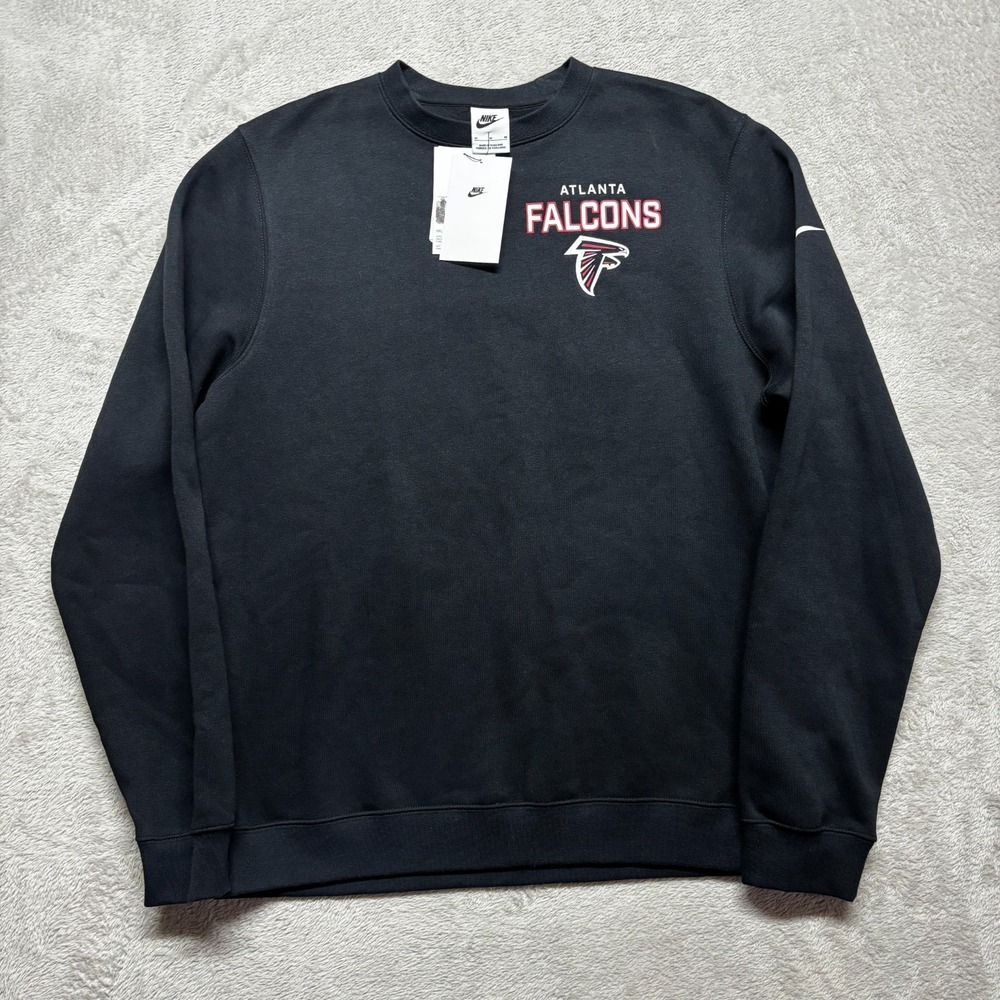 Nike Atlanta Falcons Sweatshirt Mens M Black Club Fleece Crew Pullover Swoosh - Picture 2 of 7
